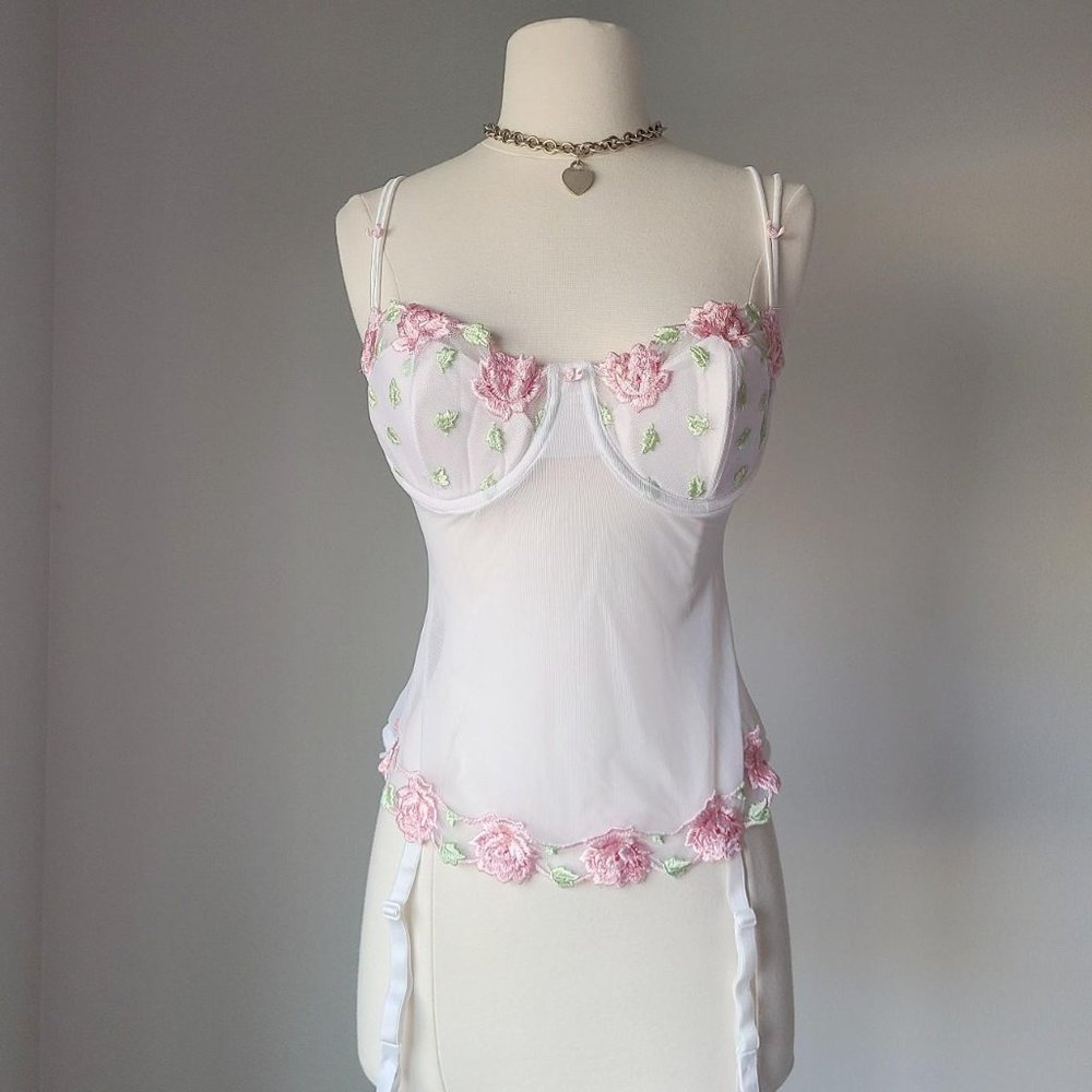 Vintage y2k Pink Victoria's Secret Rose Corset